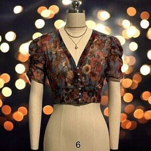 Forever21 Floral Cropped Blouse